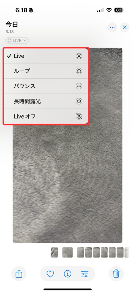 iPhone16のLive Photos設定画面11